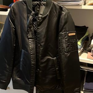 Brand new Mackage mini boys black satin bomber size 14